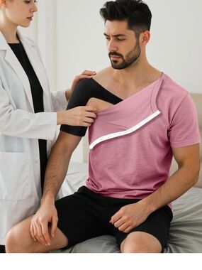 Unisex Short-Sleeve Snap-Front Recovery Tee in Pink Or Blue